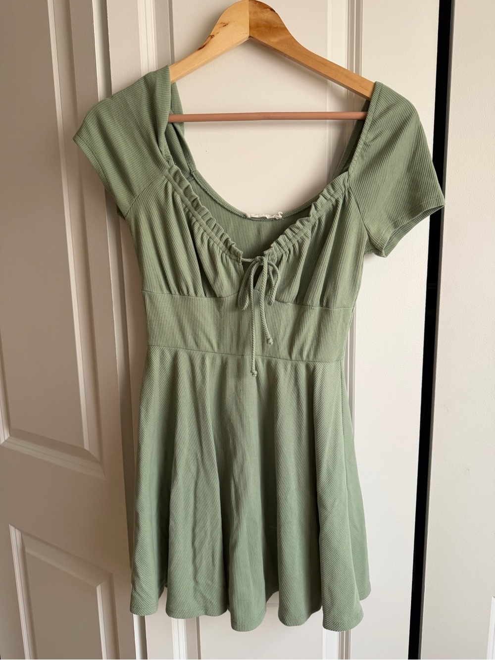 Sage Green Short Sleeve Knit Babydoll Top